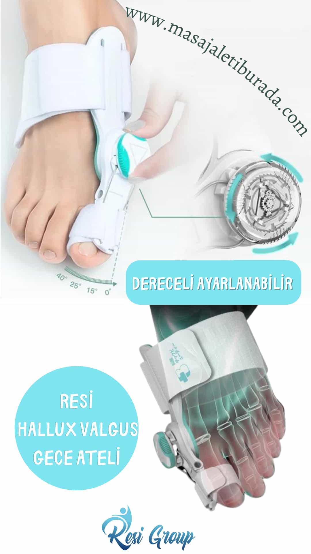 AÇISI AYARLANABİLEN HALLUX VALGUS DÜZELTİCİ GECE ATELİ